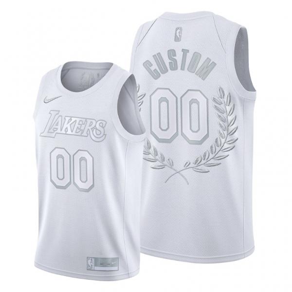 Custom #00 Platinum Limited Lakers Glory Retired White Jersey