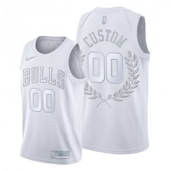 Custom #00 Platinum Limited Bulls Glory Retired White Jersey