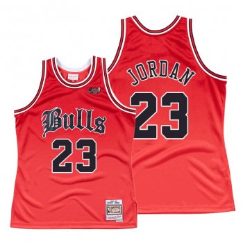 Michael Jordan Chicago Bulls Old English Red Jersey