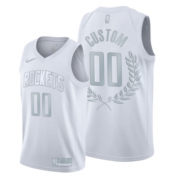 Custom #00 Platinum Limited Rockets Glory Retired White Jersey