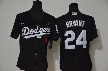 Youth Los Angeles Dodgers #24 Kobe Bryant Black KB Patch Stitched MLB Cool Base Nike Jersey