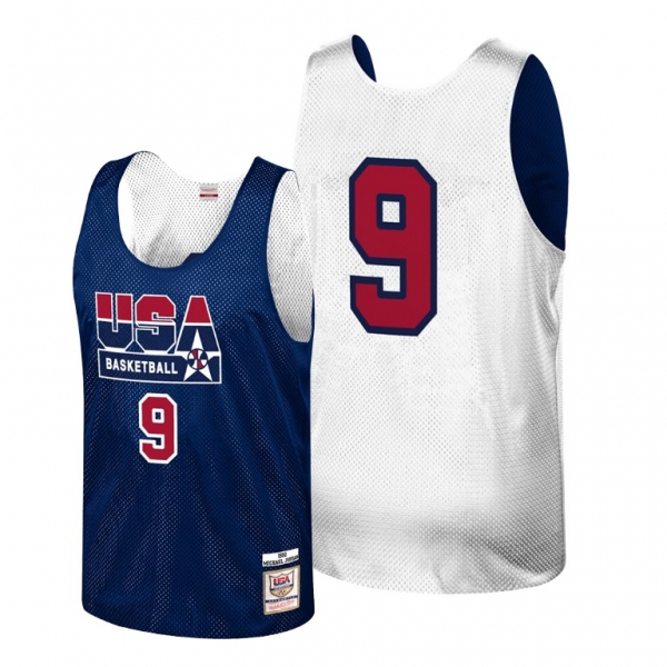 USA Michael Jordan White Navy 1992 Olympics Basketball Reversible Practice Jersey