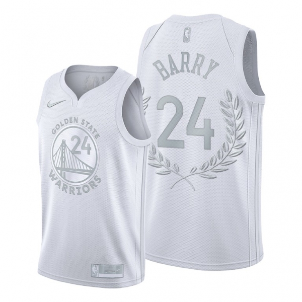 Rick Barry #24 Platinum Limited Warriors Glory Retired White Jersey