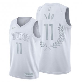 Yao Ming #11 Platinum Limited Rockets Glory Retired White Jersey