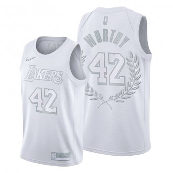 James Worthy #42 Platinum Limited Lakers Glory Retired White Jersey