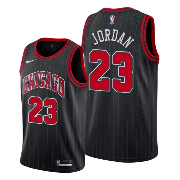 Chicago Bulls Michael Jordan Black 2019-20 Statement Pinstripe Jersey