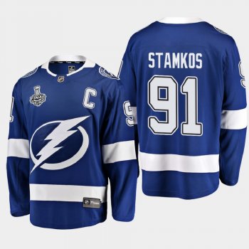 Men's Tampa Bay Lightning Steven Stamkos #91 2020 Stanley Cup Final Home Breakaway Player Blue Jersey