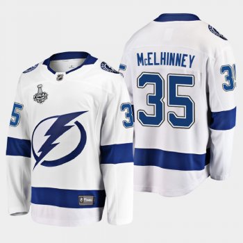 Men's Tampa Bay Lightning Curtis McElhinney #35 2020 Stanley Cup Final Away Breakaway Player White Jersey