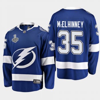 Men's Tampa Bay Lightning Curtis McElhinney #35 2020 Stanley Cup Final Home Breakaway Player Blue Jersey