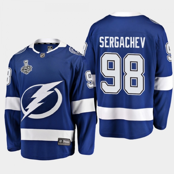 Men's Tampa Bay Lightning Mikhail Sergachev #98 2020 Stanley Cup Final Home Breakaway Player Blue Jersey