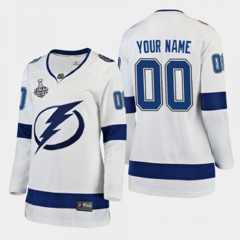 Women's Tampa Bay Lightning Custom #00 2020 Stanley Cup Final Away Breakaway Player Jersey - White