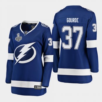 Women's Tampa Bay Lightning Yanni Gourde #37 2020 Stanley Cup Final Home Breakaway Player Jersey - Blue