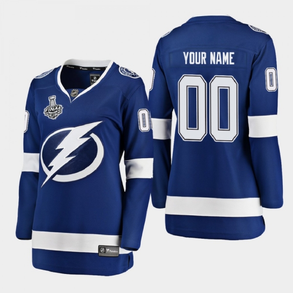 Women's Tampa Bay Lightning Custom #00 2020 Stanley Cup Final Home Breakaway Player Jersey - Blue