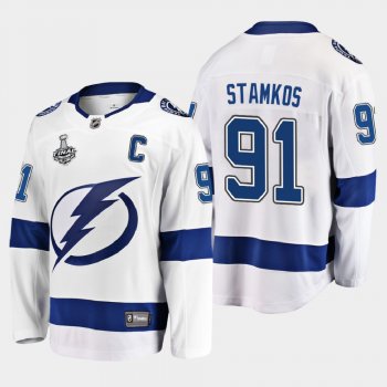 Men's Tampa Bay Lightning Steven Stamkos #91 2020 Stanley Cup Final Away Breakaway Player White Jersey