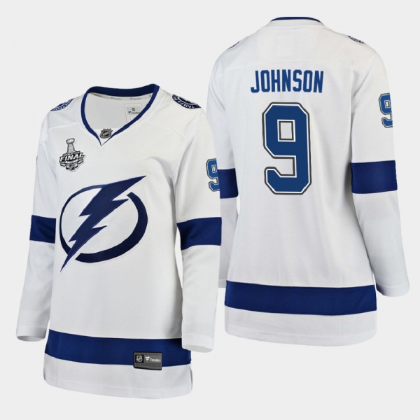 Women's Tampa Bay Lightning Tyler Johnson #9 2020 Stanley Cup Final Away Breakaway Player Jersey - White