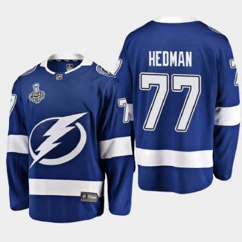 Men's Tampa Bay Lightning Victor Hedman #77 2020 Stanley Cup Final Home Breakaway Player Blue Jersey