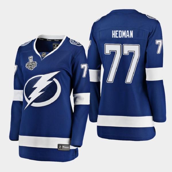 Women's Tampa Bay Lightning Victor Hedman #77 2020 Stanley Cup Final Home Breakaway Player Jersey - Blue