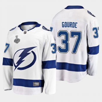 Men's Tampa Bay Lightning Yanni Gourde #37 2020 Stanley Cup Final Away Breakaway Player White Jersey