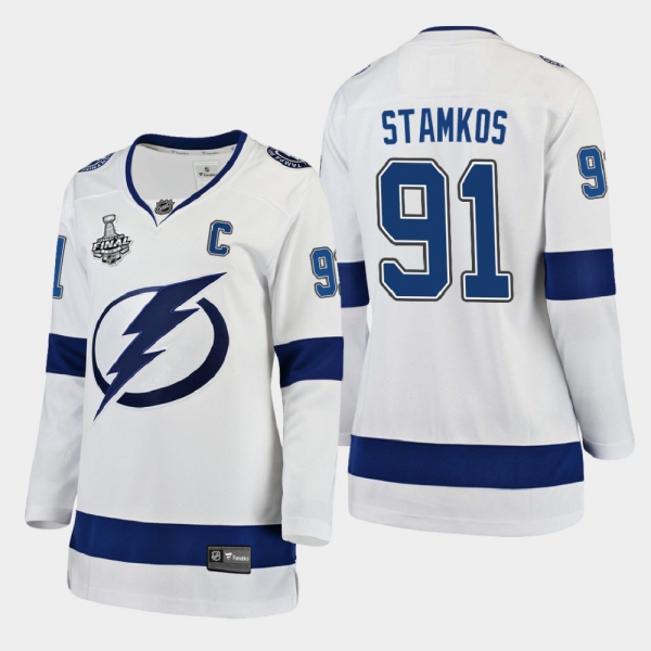 Women's Tampa Bay Lightning Steven Stamkos #91 2020 Stanley Cup Final Away Breakaway Player Jersey - White