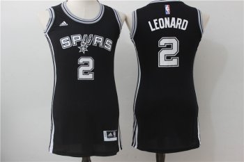 Women NBA San Antonio Spurs 2 Kawhi Leonard Black Dress Jersey