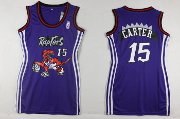 Women NBA Toronto Raptors 15 Vince Carter Blue Dress Jerseys