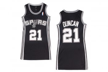 Women NBA San Antonio Spurs 21 Tim Duncan Black Dress Jersey