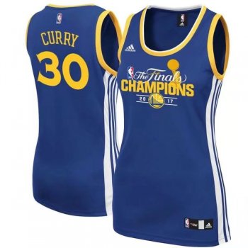 Women NBA Golden State Warriors Stephen Curry 2017 Women NBA Finals Champions Road Royal Dress Jersey