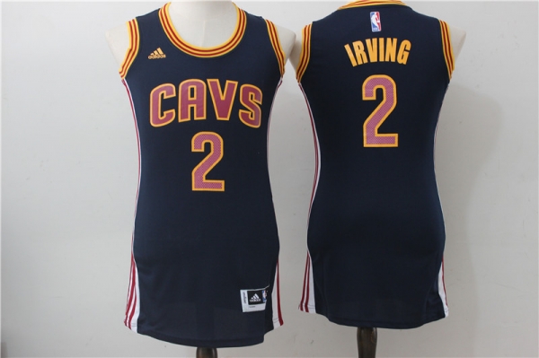 Women NBA Cleveland Cavaliers 2 Kyrie Irving Blue Dress Jersey