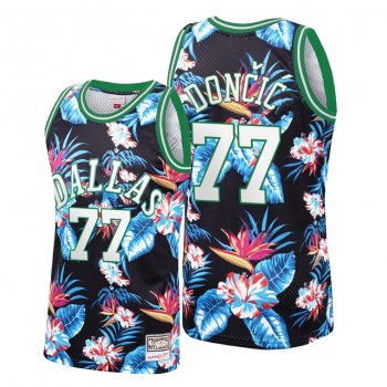 Dallas Mavericks Luka Doncic #77 Floral Fashion Hardwood Classics Jersey