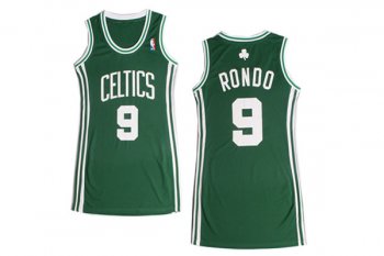 Women NBA Boston Celtics 9 Rajon Rondo Green Dress Jersey