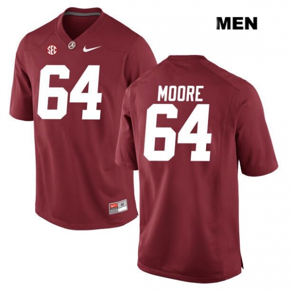 Men's Brandon Moore Alabama Crimson Tide no. 64 Stitched Nike Red Authentic College Football Jersey