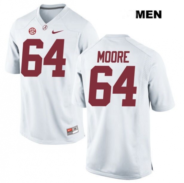 Men's Brandon Moore Alabama Crimson Tide Stitched no. 64 White Nike Authentic College Football Jersey