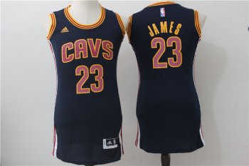 Women NBA Cleveland Cavaliers 23 Lebron James Blue Dress Jersey