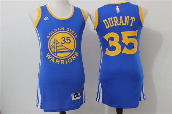 Women NBA Golden State Warriors 35 Kevin Durant Blue Dress Jersey