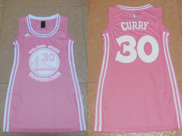 Women NBA Golden State Warriors 30 Stephen Curry Black Pink Jersey