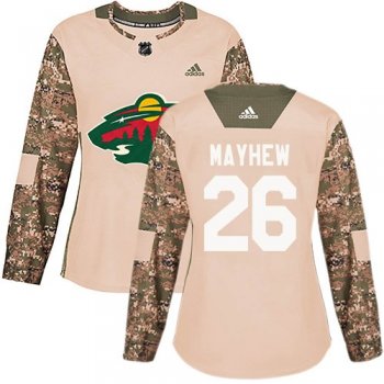 Women's Adidas Minnesota Wild Gerald Mayhew Camo Ized Veterans Day Practice Jersey - Authentic