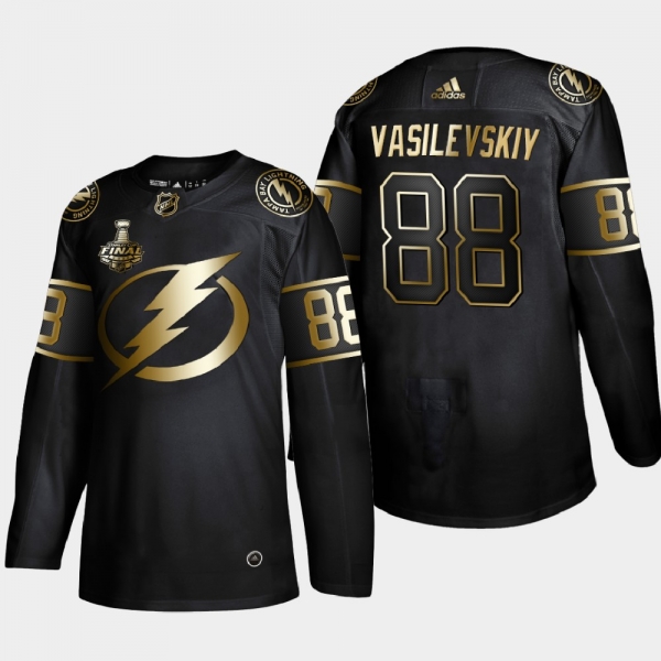 Men's Tampa Bay Lightning Andrei Vasilevskiy #88 2020 Stanley Cup Final Gold Limited Black Jersey