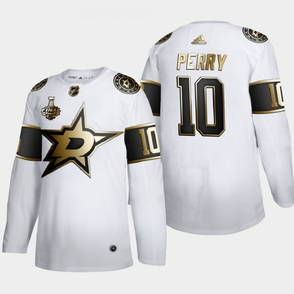 Men's Dallas Stars Corey Perry #10 2020 Stanley Cup Final Gold Limited White Jersey