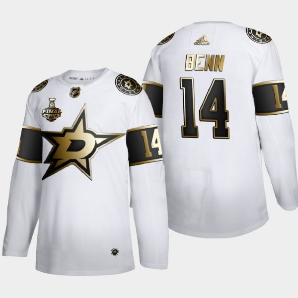 Men's Dallas Stars Jamie Benn #14 2020 Stanley Cup Final Gold Limited White Jersey