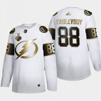 Men's Tampa Bay Lightning Andrei Vasilevskiy #88 2020 Stanley Cup Final Gold Limited White Jersey