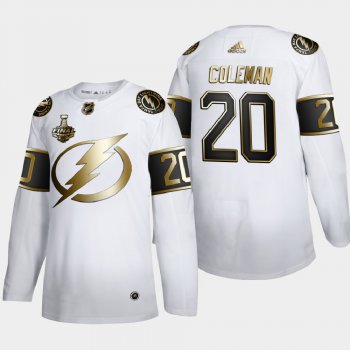 Men's Tampa Bay Lightning Blake Coleman #20 2020 Stanley Cup Final Gold Limited White Jersey