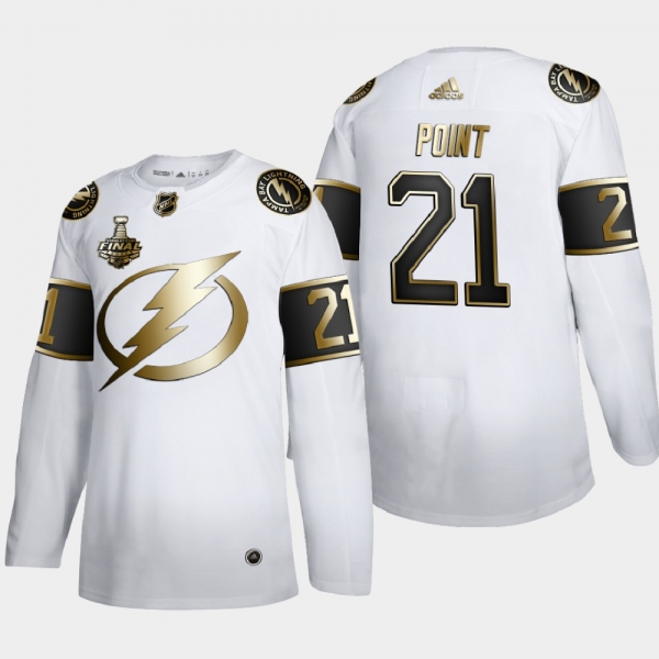 Men's Tampa Bay Lightning Brayden Point #21 2020 Stanley Cup Final Gold Limited White Jersey