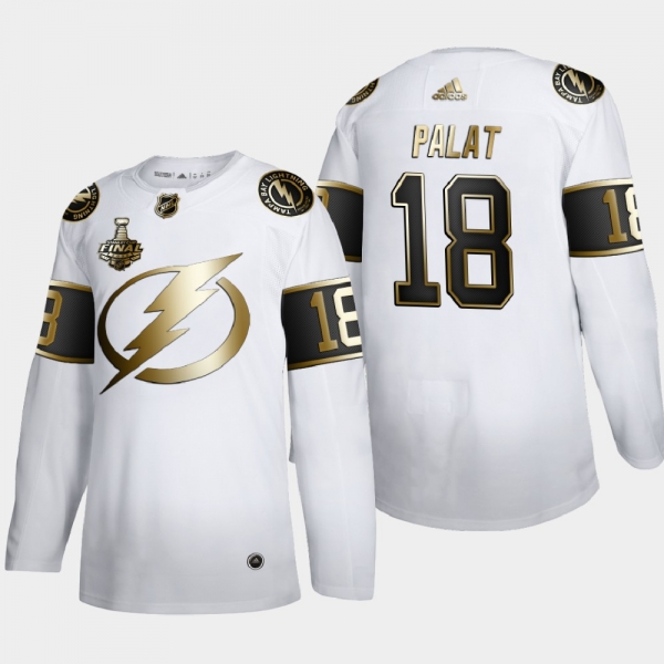 Men's Tampa Bay Lightning Ondrej Palat #18 2020 Stanley Cup Final Gold Limited White Jersey