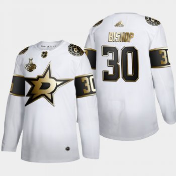 Men's Dallas Stars Ben Bishop #30 2020 Stanley Cup Final Gold Limited White Jersey