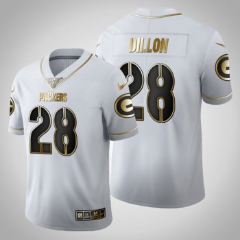 Green Bay Packers #28 AJ Dillon Jersey 2020 NFL Draft White Golden Edition - Men's