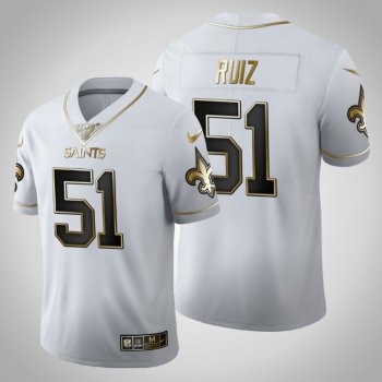 New Orleans Saints #51 Cesar Ruiz Jersey 2020 NFL Draft White Golden Edition - Men's