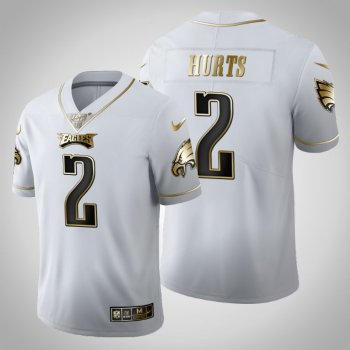 Philadelphia Eagles #2 Jalen Hurts Jersey 2020 NFL Draft White Golden Edition - Men's