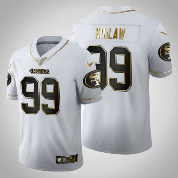 San Francisco 49ers #99 Javon Kinlaw Jersey 2020 NFL Draft White Golden Edition - Men's