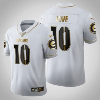 Green Bay Packers #10 Jordan Love Jersey 2020 NFL Draft White Golden Edition - Men's