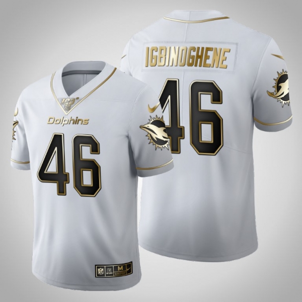 Miami Dolphins #46 Noah Igbinoghene Jersey 2020 NFL Draft White Golden Edition - Men's